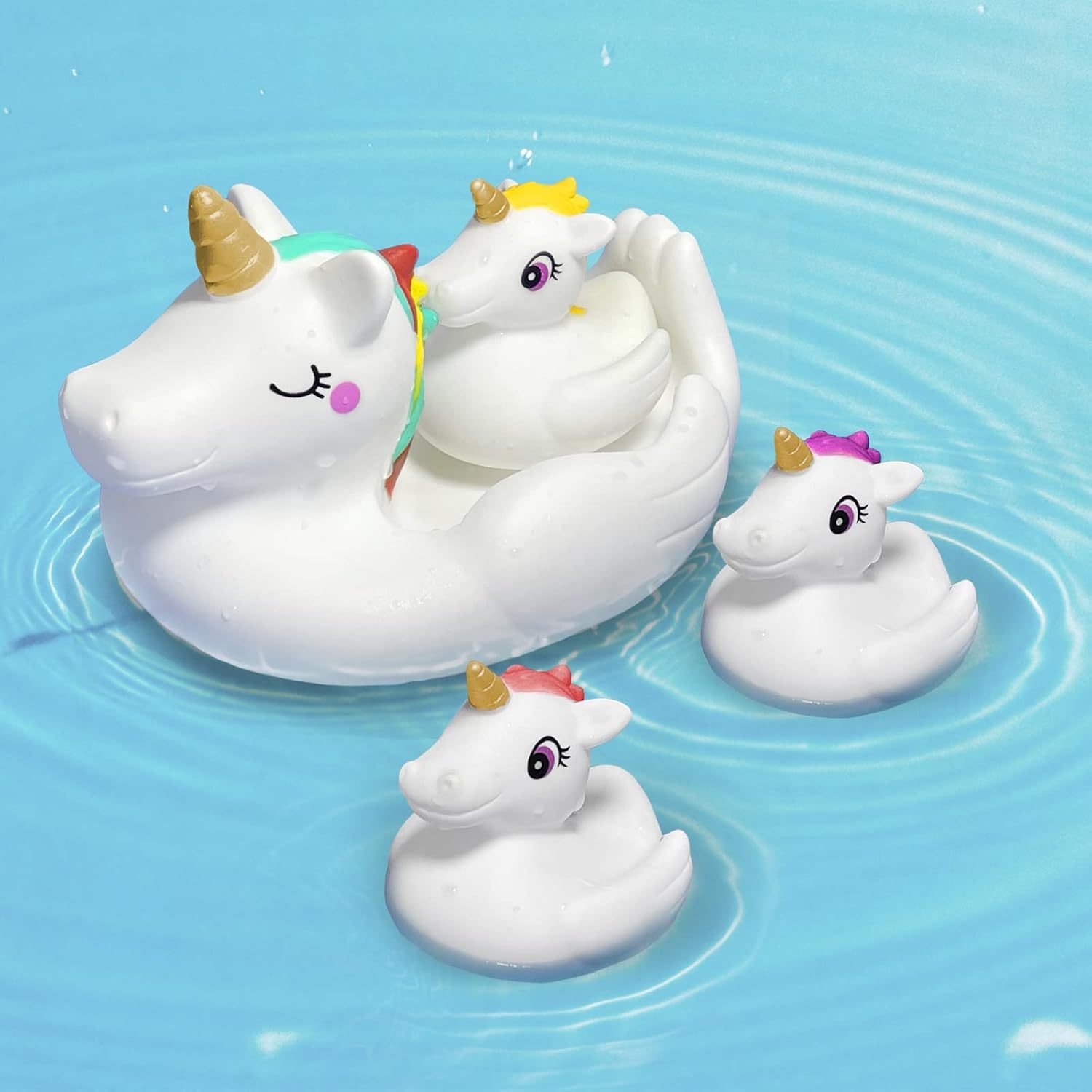TEMU Bath Toys Cute Unicorn Spray Toys Bathroom Rubber Floating Bathtub Toys For Girls Ideal Gifts