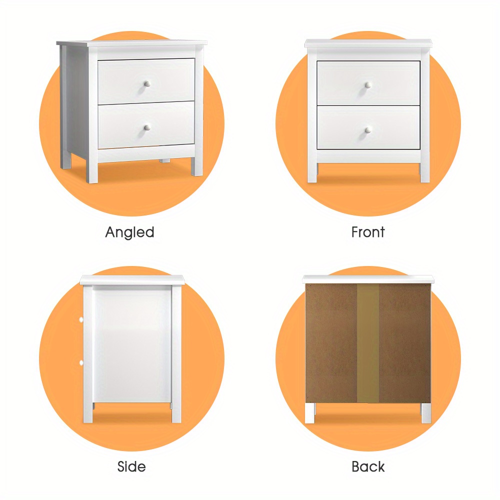 white wooden bedside table with 2 large drawers compact 27 nightstand space saving design smooth coated runners sturdy construction for bedroom storage bedroom nightstand minimalist furniture   furniture Product details 0