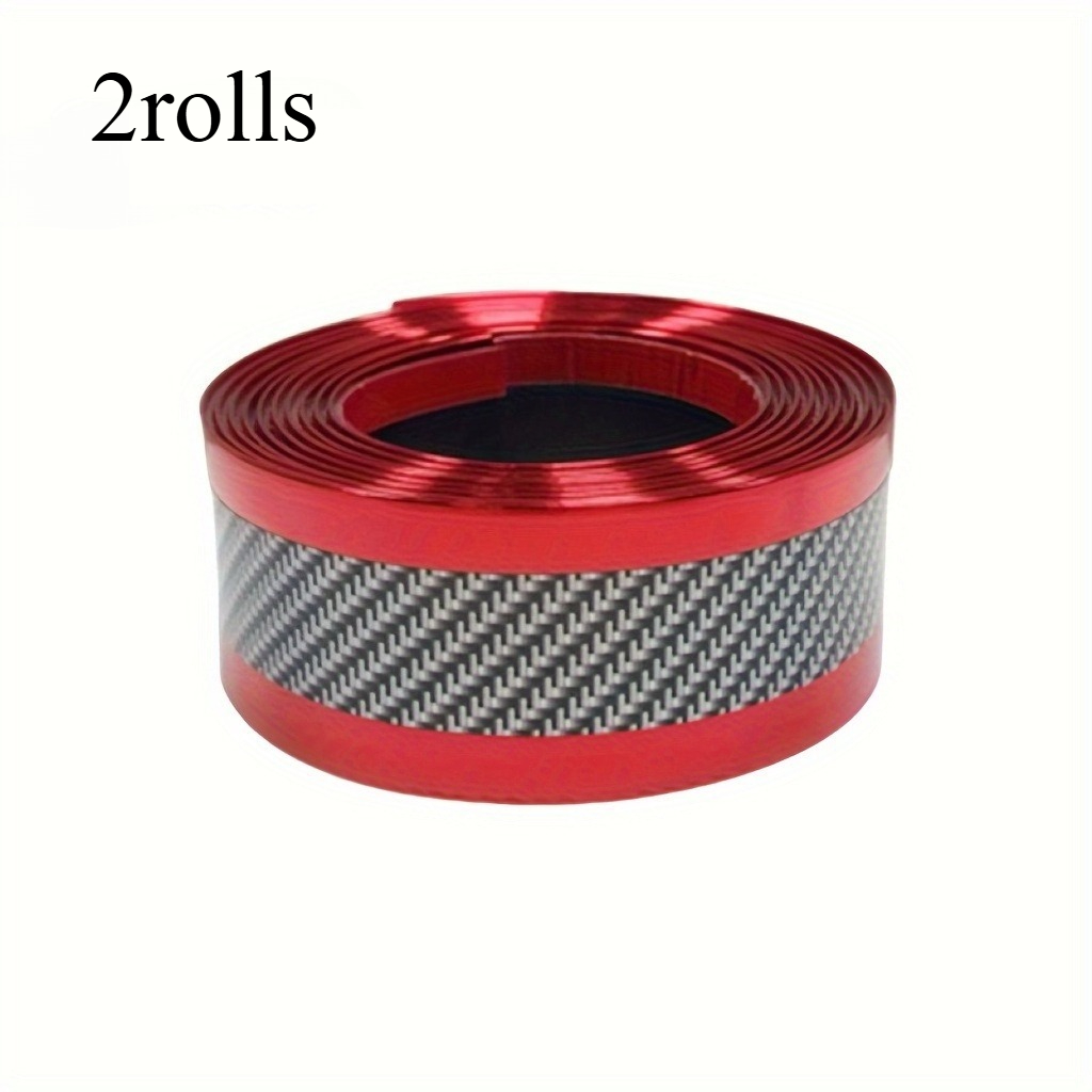 Image of 2 Rolls Of Carbon Fiber Design Car Door Sill Protectors - Pvc Film To Prevent Scratches For Rearview Mirrors And Bumper Guards, Suitable For All Vehicle Types For Exterior Enhancement
