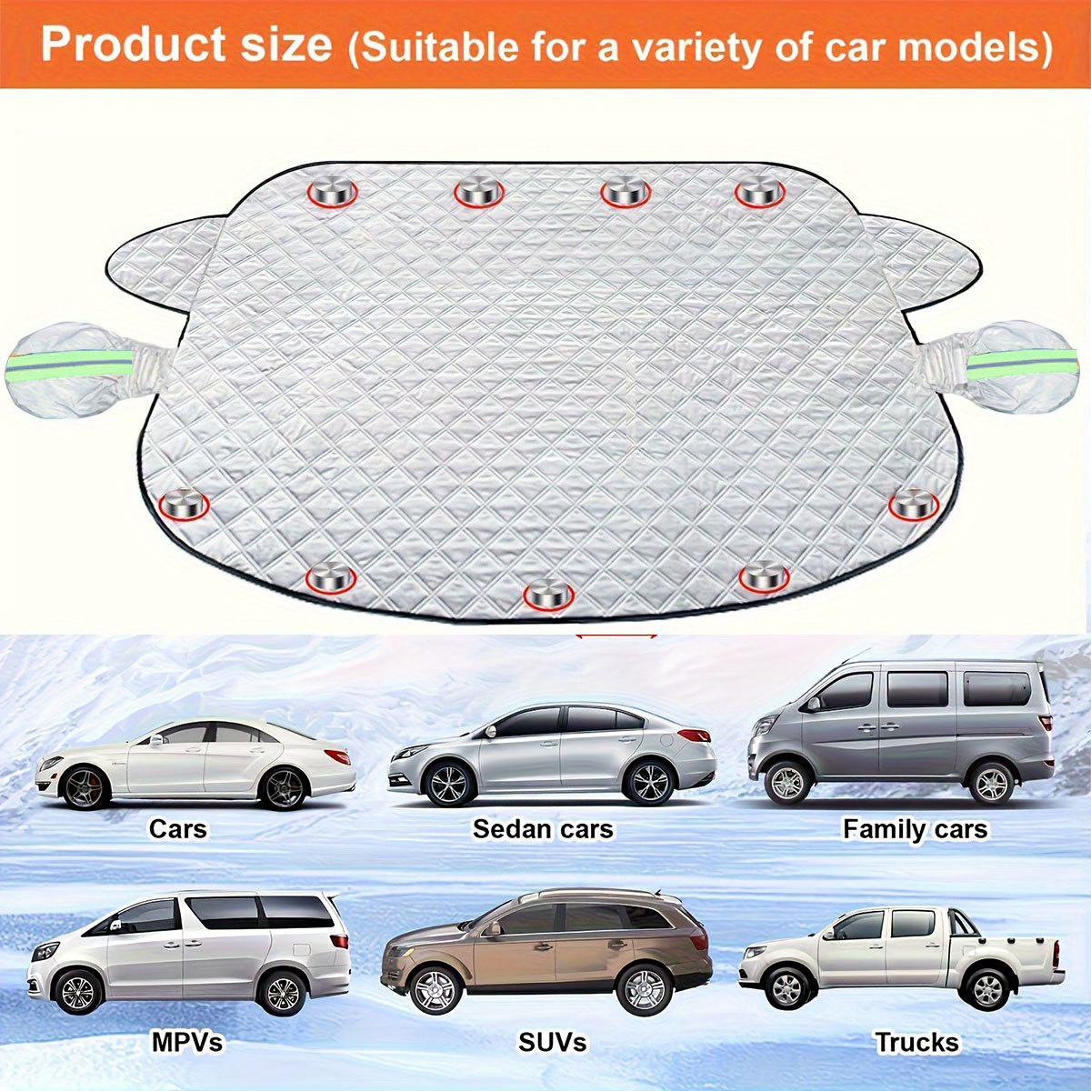 TEMU Premium Thickened Car Windshield Sunshade - Uv And Sun Protection With 9 Safety Magnets, Suitable For All Models, Windproof And Sunlight