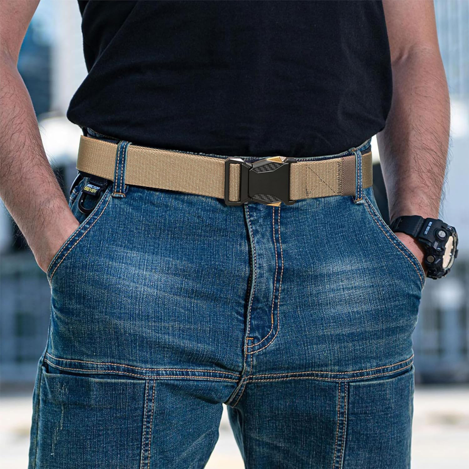 3pcs Tactical Belts Quick Release Buckle Durable Polyester