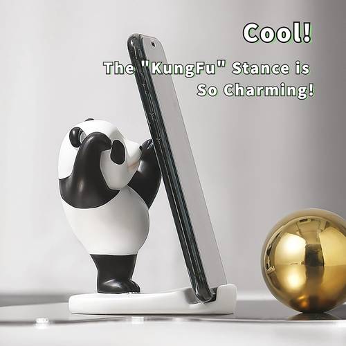 1pc Cute Panda Phone Stand - Portable ABS Desk Mount for Smartphones & Tablets, with Illustration, Compatible with All Devices, Home Office & Travel, Panda Phone Stand, Tablet Holder, Whimsical Design, Durable Construction, Desk Organizer, Mobile Device , Cosplay Prop, Device Lovers