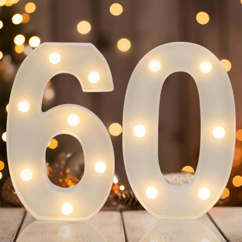 2pcs decorative led illuminated digital holiday lights display 60th birthday decoration warm white led digital lights neon suitable for of a sweet 60th birthday party battery powered without batteries