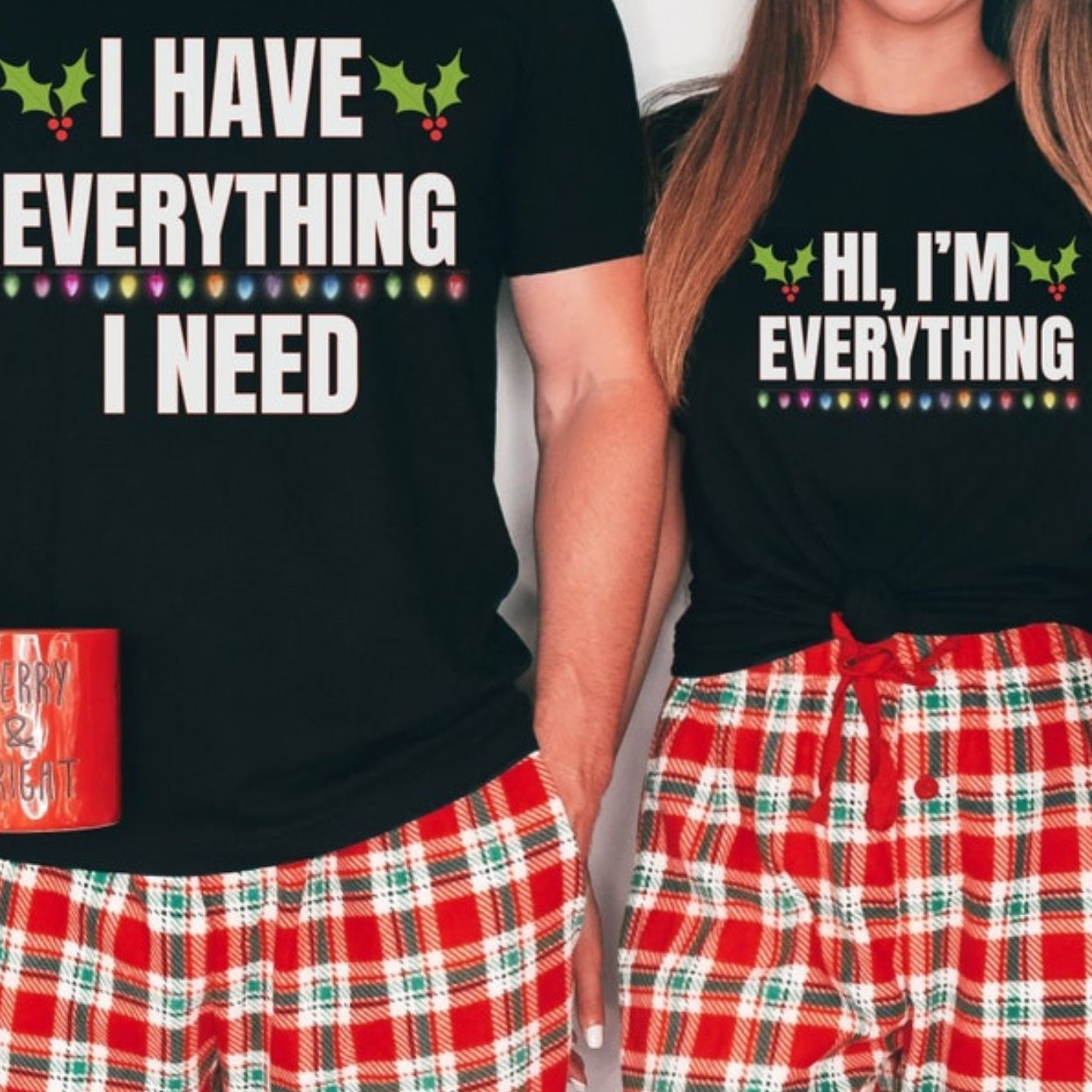 

1pc I Have I Need Christmas Lights Couples T-shirt, Couples Ugly Christmas Matching Shirt, Christamas Couple Shirt, Matching Shirt, 220g Cotton T-shirt For Couples