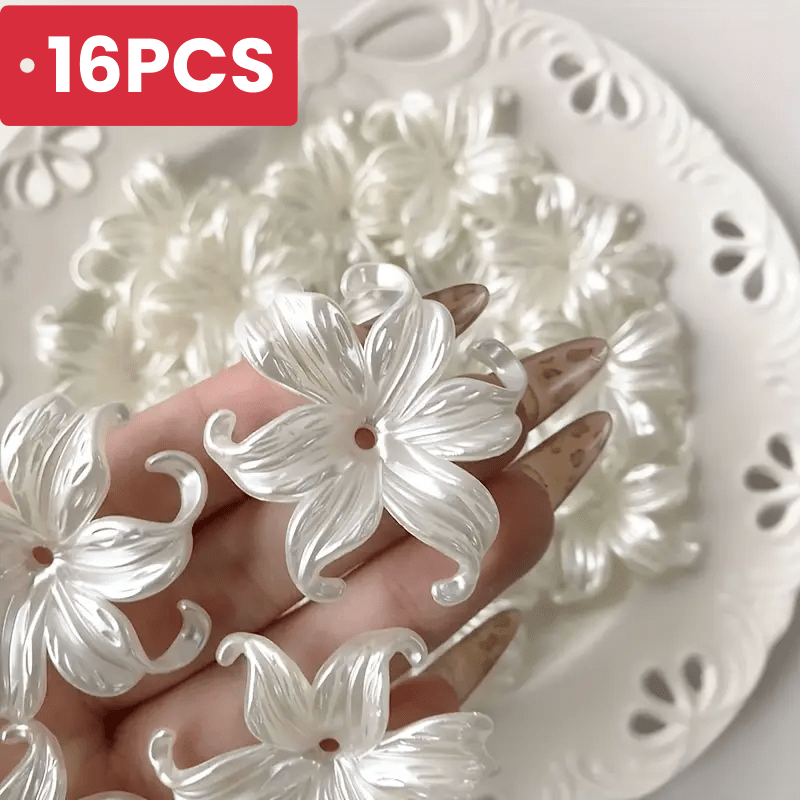 TEMU 16pcs 45mm Suitable For Hair & Jewelry Making Beads - Diy Handmade 3d Acrylic Iris Beads With Petal Capsules For Hair, Bracelets,, | Craft Beads