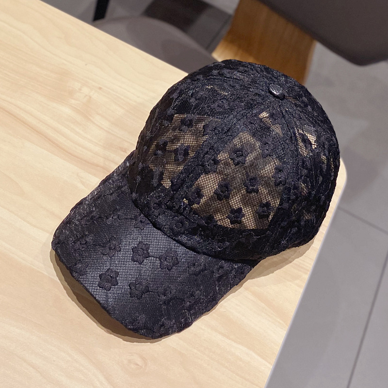 TEMU Chapeau de plage d'été pour voyage en extérieur, style coréen avec dentelle florale tendance sur Instagram, casquette de baseball respirante,