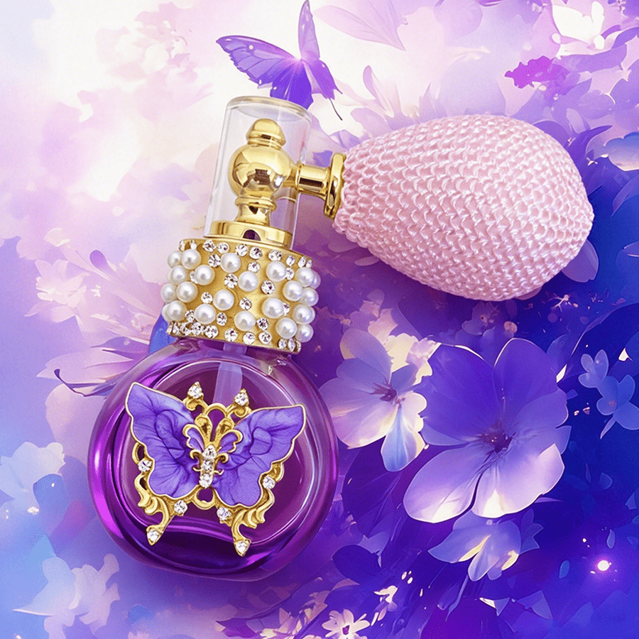 TEMU 1pc Shimmering Purple Portable Diamond-studded Fragrance Atomizer Bottle, Oval Small Capacity Portable Refillable Spray Bottle, Suitable For