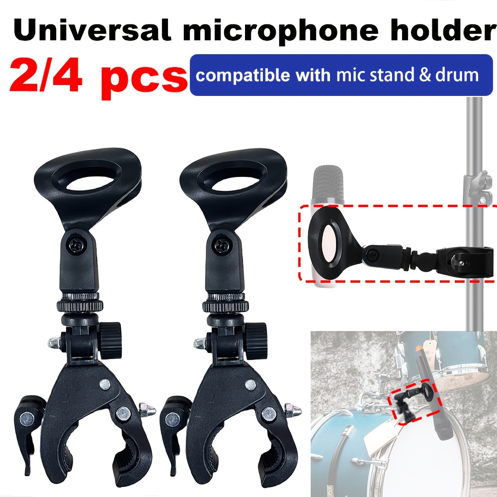 TEMU 2/4pcs Microphone Crab Clamp Mounts | 5/8-inch To 3/8-inch Threaded Adjustable Clamp, Drum Rim Holder, Desktop Storage Rack, Abs Material,
