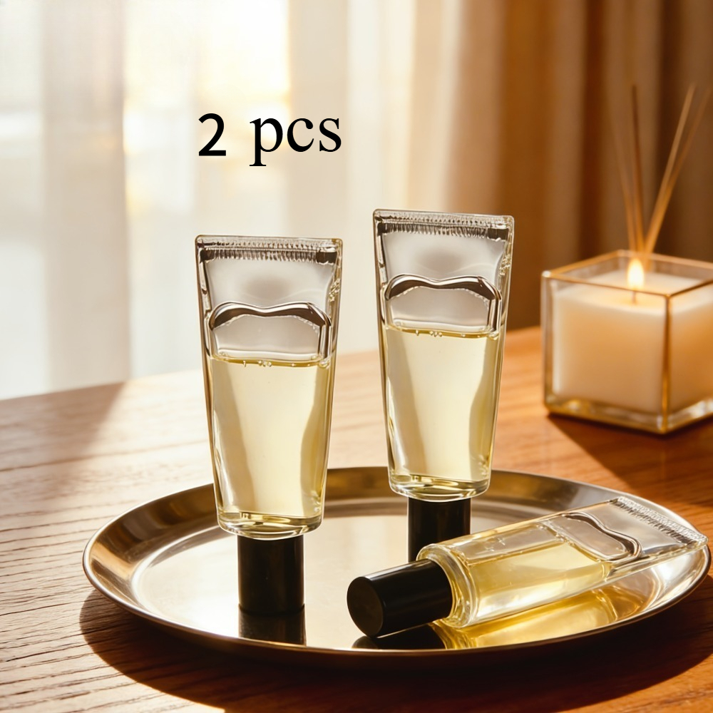 TEMU 2pcs Portable Rollerball Perfume Bottles, Light Luxury Glass Refill Containers, High-definition Transparent Level Visibility, Smooth Stainless