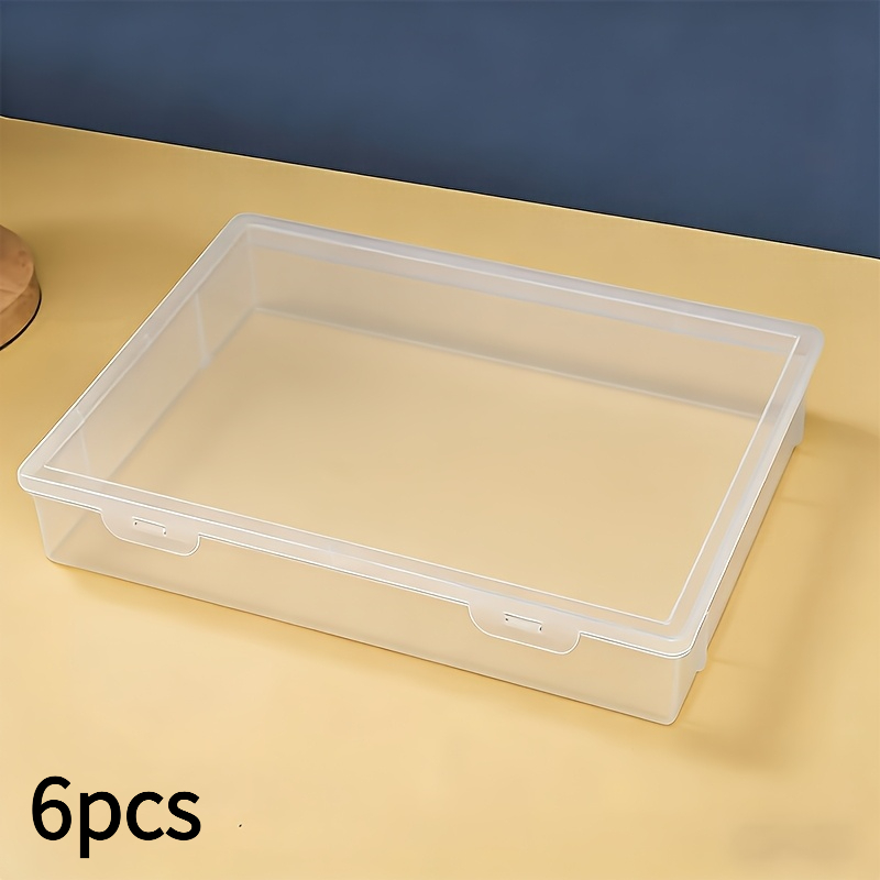 Image of 2/4/6pcs Clear Storage Boxes With Dust-proof Lids, Stackable Space-saving Desktop Organizers, Durable Transparent Containers For Home Office School And Yard Supplies