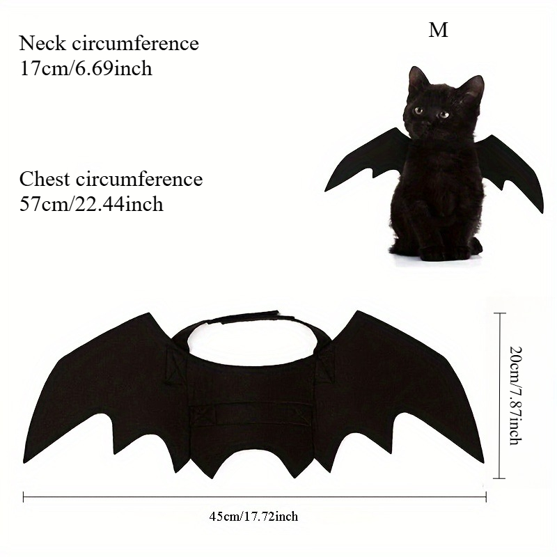 TEMU Available In 3 Sizes. Halloween Bat Costume For Events And Parties, Holiday Decorations, Cat Accessories, Pet Bat Wings, Puppy Collar And Leash,