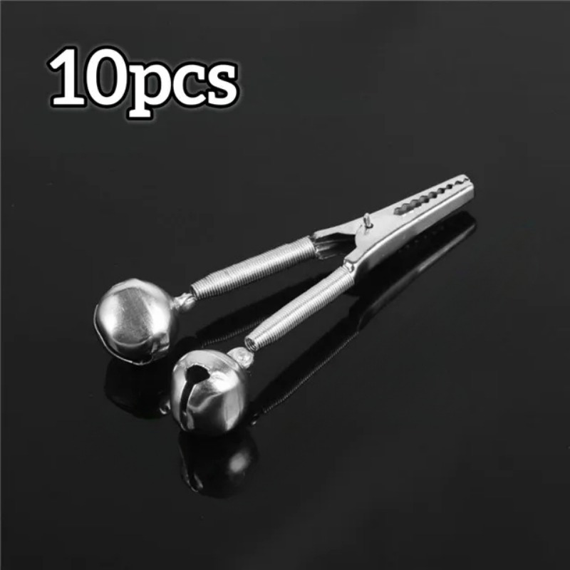 Image of 10pcs Fishing Alert Bell Clip Stainless Bite Sound Alarm Fishing Rod Clamp Ring Outdoor Fishing Accessories