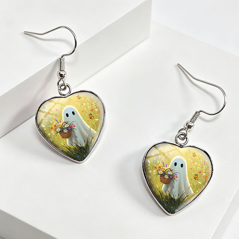 Unisex Handmade Glass Dome Dangle Earrings