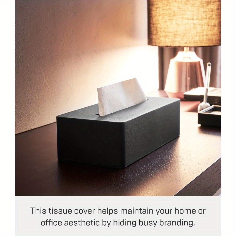 1pc modern rectangular tissue box holder - heavy-duty powder-coated steel storage cabinet with   lid, space-saving design for kitchen, bathroom, bedroom -   options  , fits tissues & small spaces (compatible with tower collection) - durable & easy- , minimalist aesthetic, compact & sturdy structure, sleek black  ,   fits all tissues Product details 1