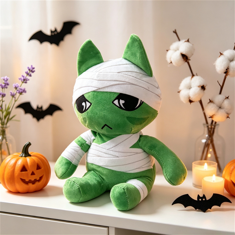 New Game-Themed Animal Plush Doll, Green Cat Doll