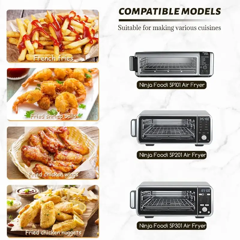 100 sheets 12-inch air fryer parchment paper squares - unbleached pre-cut disposable baking liners with rounded corners, 428° , compatible with flip, cuisinart toaster oven, microwave, oven, steamer - precut for , no required, ideal for air fryer, baking roasting, frying - beige parchment sheets for cooking & easy , paper air fryer, air fryer liners non stick, air fryer liner xl, roasting paper, nonstick surface, Product details 2