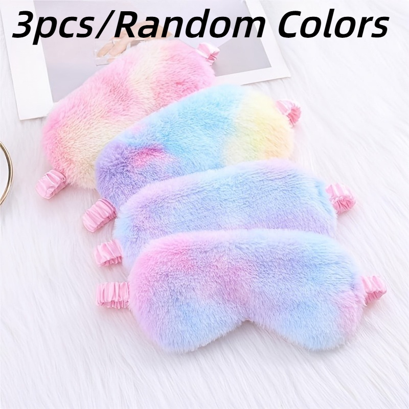 TEMU 3pcs Soft & Comfortable Random Color Tie Dye Plush Eye Masks
