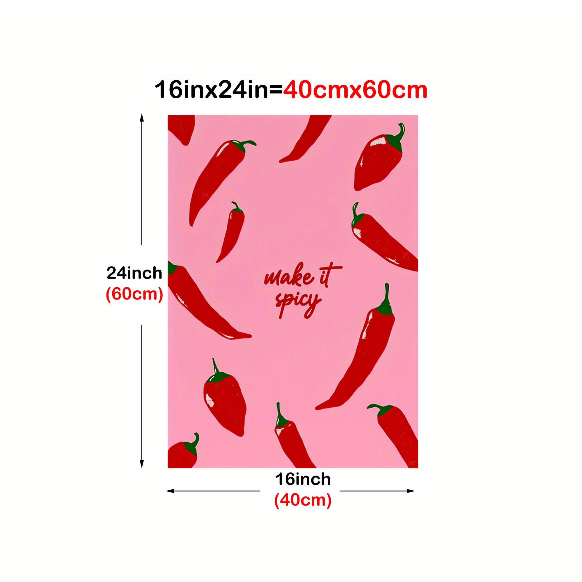 TEMU 2d Flat, 2d Flat, 1pc Stylish Chili-themed Canvas Artwork, Featuring Classic And Appealing Ink Prints, Ideal For Vertical Display In Living