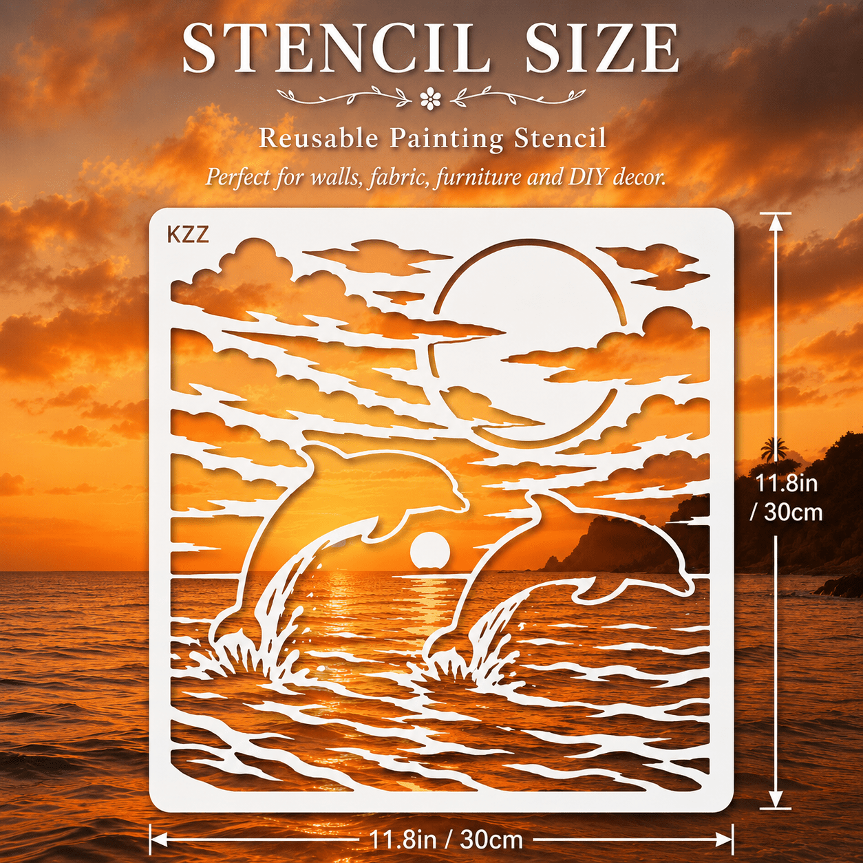 TEMU Kzz Premium Painting Stencil, Large Reusable Ocean Animal Template For Wall Art, Canvas, Fabric, Tote Bag, Pillow, Frame & Home Decor