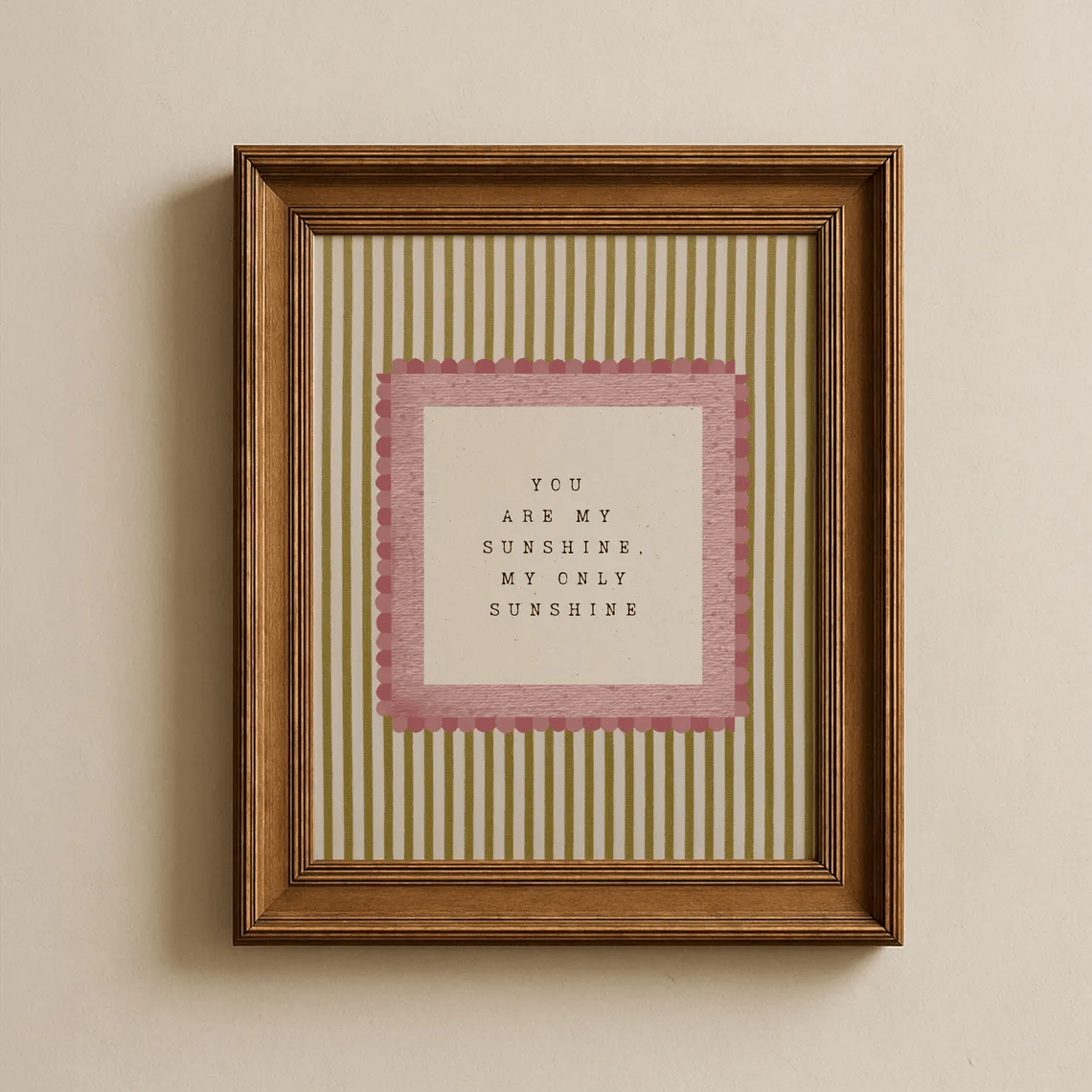 E-shop 1 Stück, Wandkunst, Vintage Poster, "Du bist mein Sonnenschein" Kunstdruck, Neutral gestreiftes Mädchen Leinwandbild, Schlafzimmerdekoration,