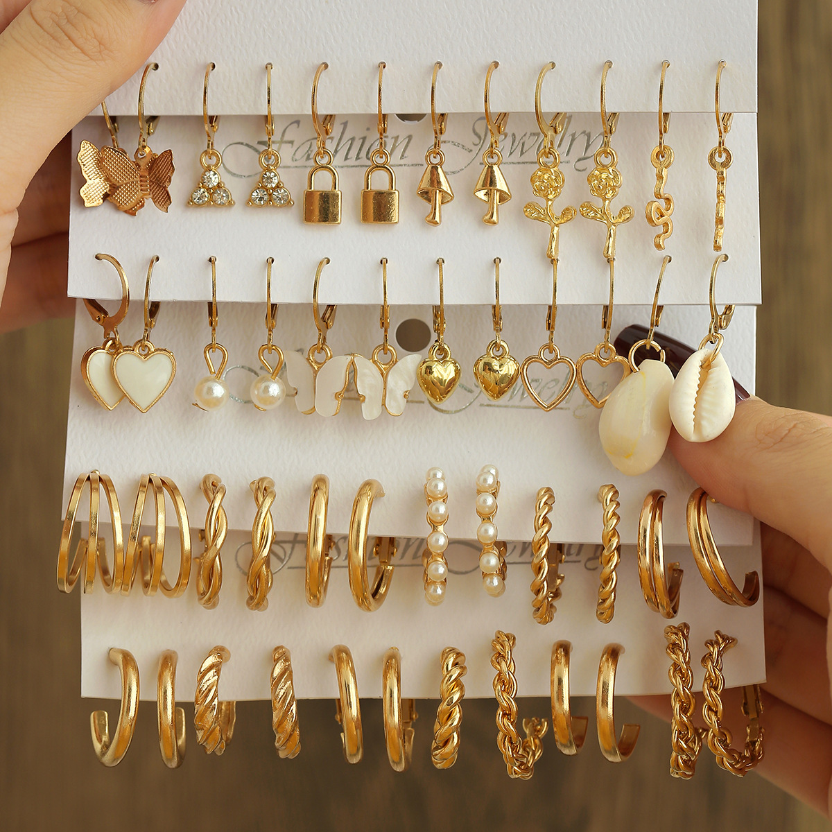 TEMU 48pcs Set Earrings Set, Rhinestone Combination, Simple And Versatile Daily Commute Earrings