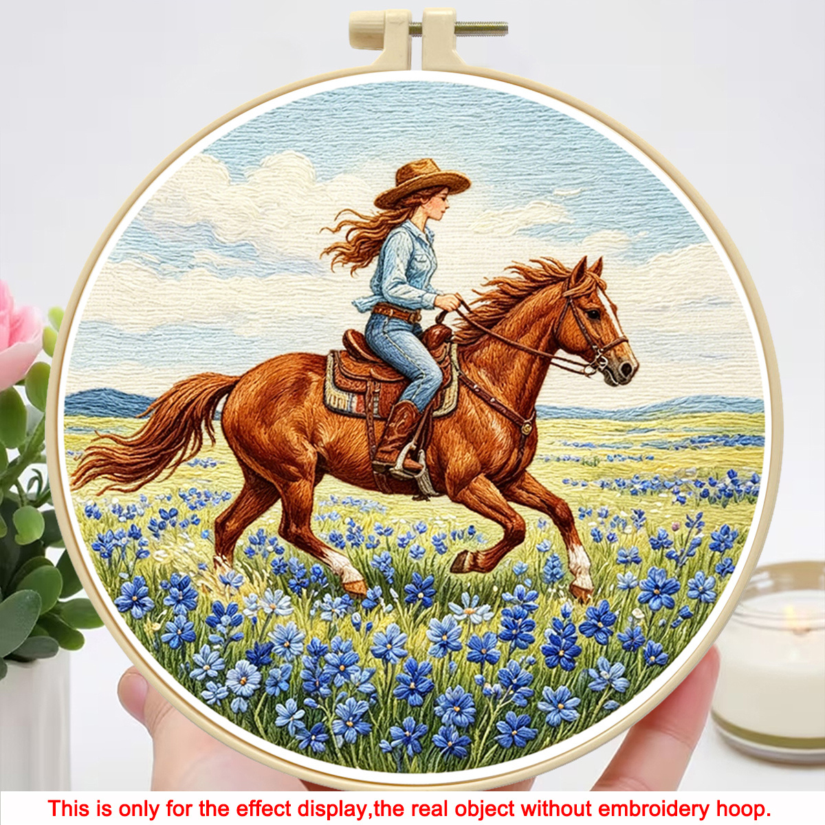 TEMU 1 Set Printed Embroidery Kit, Horse Theme Pattern Hand Embroidery Kit, Suitable For Embroidery Enthusiasts And Adult Beginners, Includes