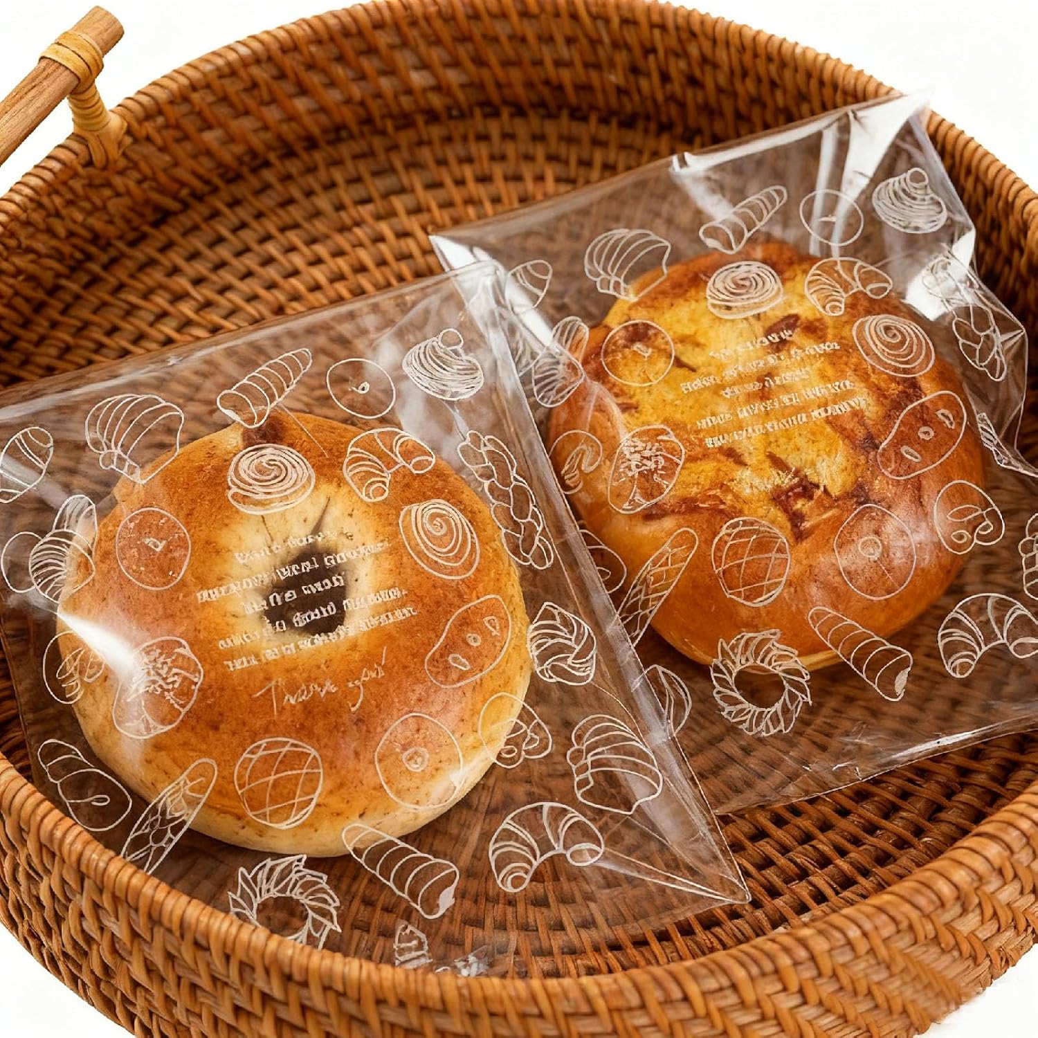TEMU 102pcs Bread Bags Suitable For Sandwiches, Candy, Donuts & - Clear Cellophane Plastic Wrappers With Self-sealing Seal For Freezer Storage,