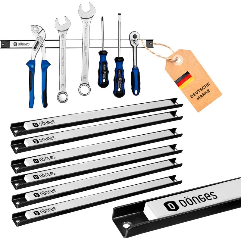 Magnetic Strip Set Of 6 - Holder Wall 46cm Made Of Steel 23kg Load Capacity Magnetic Organizer For Workshop, Garage, Shed Rustproof, Including Screws
