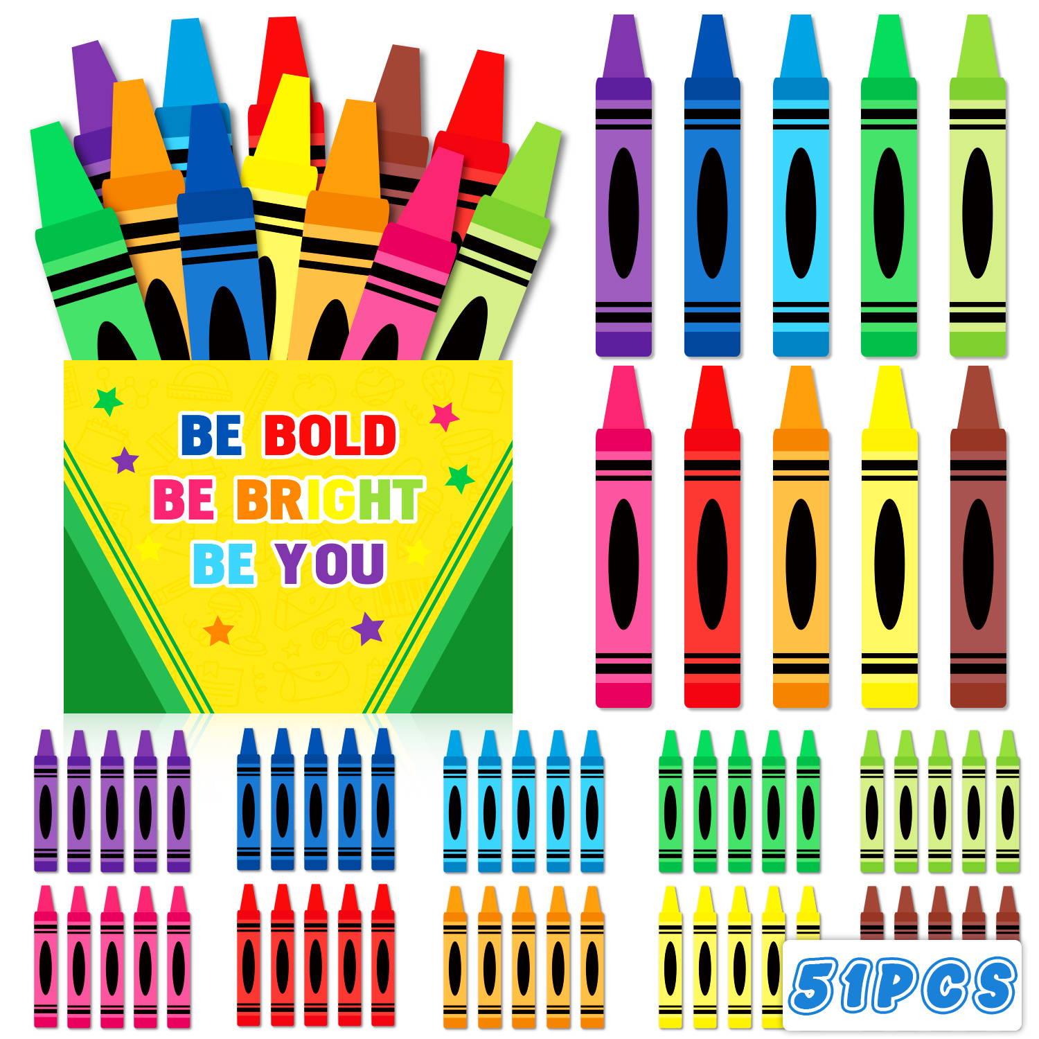 TEMU Gift For Her/him 51pcs Crayon-shaped Name Sticks With Box - Diy Wooden Classroom Name Tags Suitable For Teachers, Back To School Student Desk
