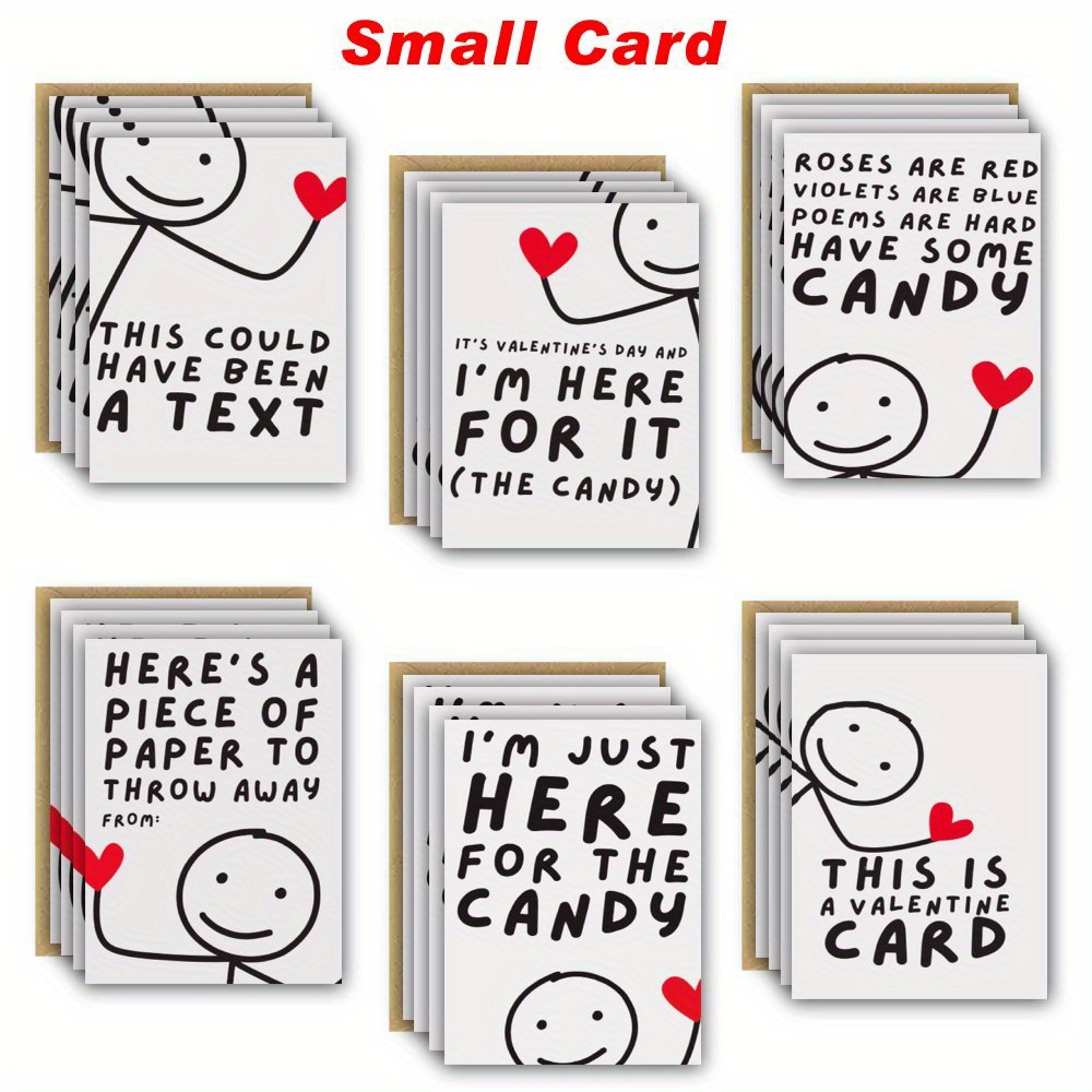 

24pcs Cartoon Greeting Cards, Valentine's Day Cards With Envelopes, , Family, Couples, Anniversary, Universal Recipient