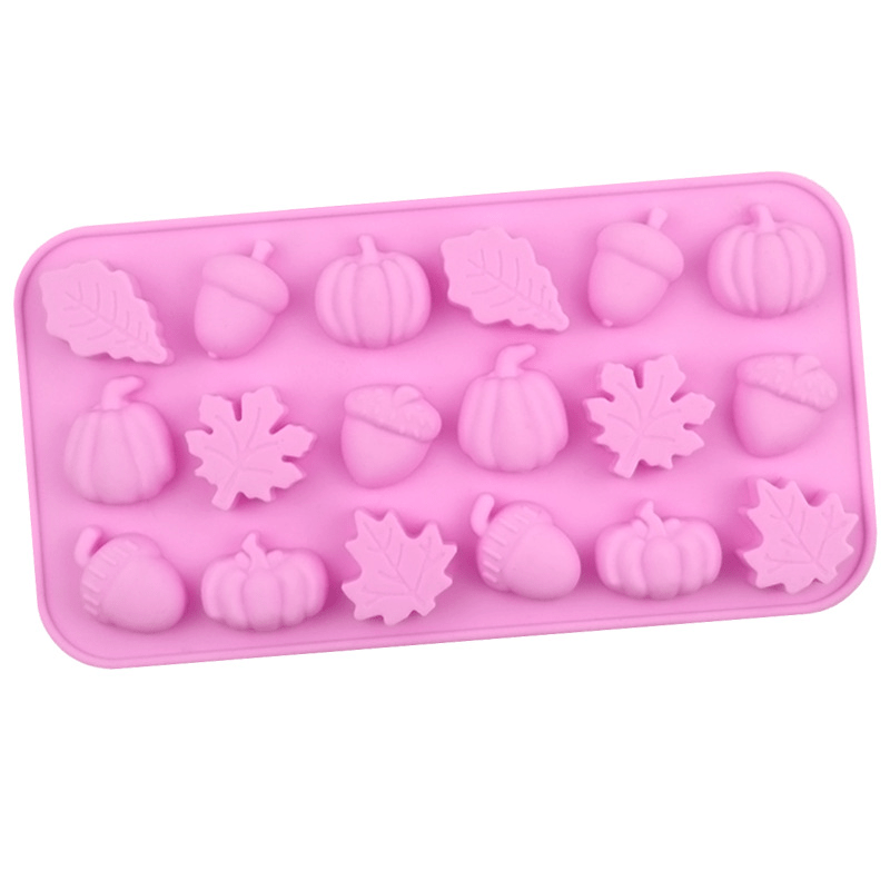 TEMU 1pc, 18-cavity Silicone Chocolate Mold In Pumpkin, And Maple Leaf Shapes, Cake Decorating Mold, Diy Pudding And Cake Baking Mold For And