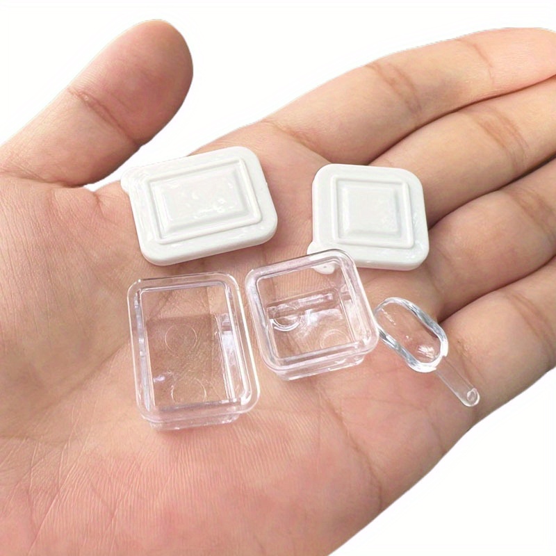 

5pcs Mini Bento Box Set - Transparent & White Plastic Craft Containers With , Ideal For Diy Micro Landscape Decor & Handicrafts, Miniature Decor Items|clear Storage Containers|white Lid Accents