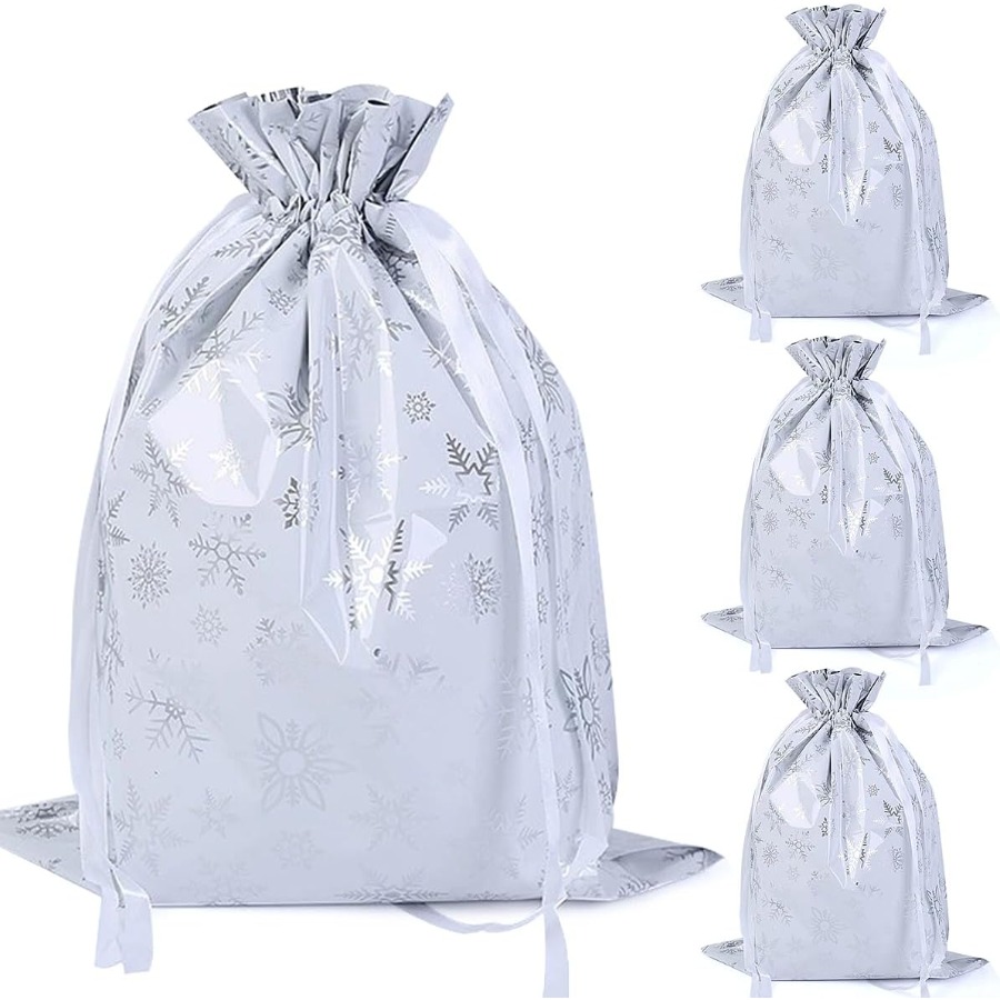 TEMU [christmas Gift Bags] 5pcs Christmas Gift Bags | Reusable Party Bags For Presents, , Candy | Durable & Easy-clean Holiday Packaging | Ideal For