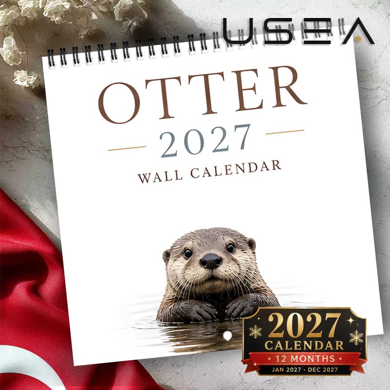 TEMU 2027 Wall Calendar, 12 Month Jan 2027 To Dec 2027 Hanging Otter Wall Calendar, Twin Wire Spiral Binding Square Calendar With Large Blocks,,