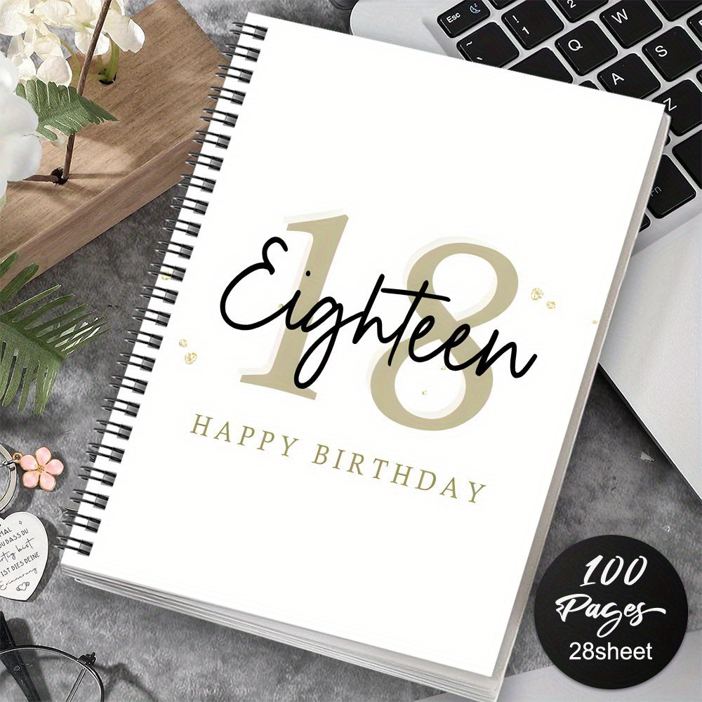 TEMU 1 Birthday Gift Notebook - Easy Eighteen-character Design, Spiral Bound Guest Book, Suitable For Birthday Party Decorations, Personal Diaries Or