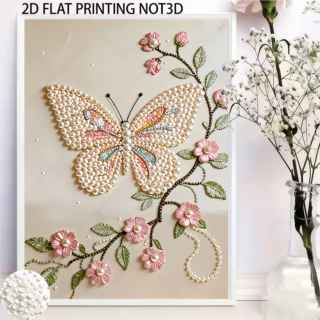 Image of 5d Diy Pearl Painting Kit Suitable For Home Wall Decor With Dance & Flower Patterns, Irregular/round Pearl Beads, Stress Craft Activity, Handmade Gift For, Frameless For Skill Levels