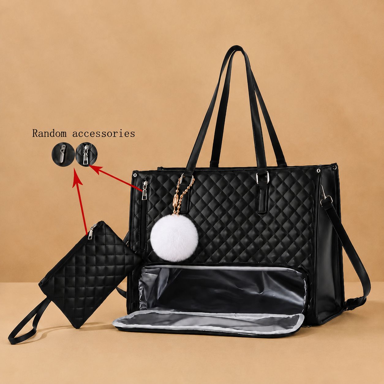 TEMU Sac à main pour femme CAHVIN KOEINZ, grand sac matelassé grande capacité pour ordinateur portable, sac à main multifonctionnel et sac de travail