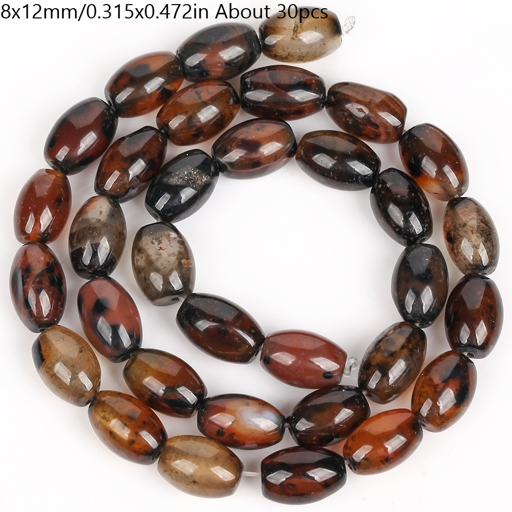 TEMU 1 Strand Asvrai Dream Agate Beads - Grain Rice Shape Suitable For Jewelry Making Diy, 30pcs Loose Spacer Beads With 8x12mm Length & Rice Bead