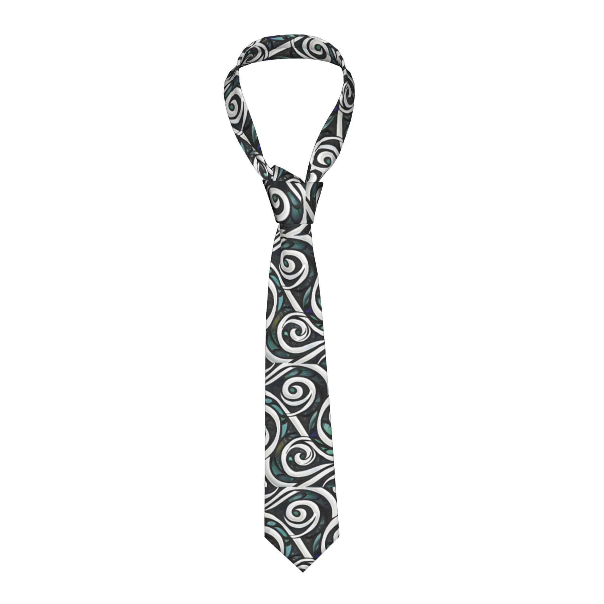 TEMU 1pc Of Men's Tie Featuring A New Zealand Maori Paua Pattern With A Koru Design, Made From Soft. It's Machine Washable And Suitable For Weddings,