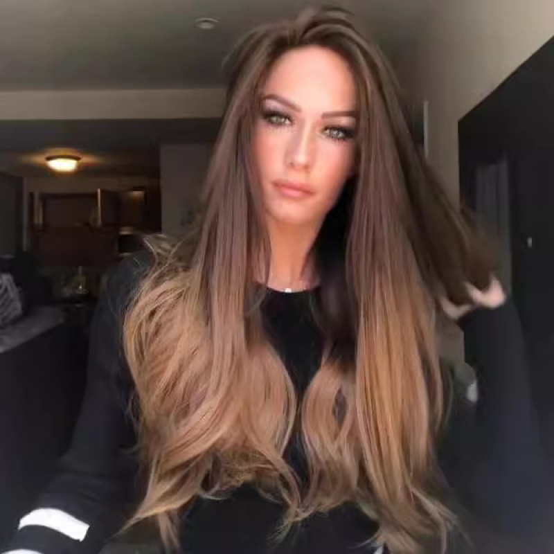 Image of Ladies' Heat Resistant Fiber Wig - Long Roll Brown Gradient Hair Color, With Picky Dyeing, Deep Brown And Brown Ends - Heat Resistant Synthetic Fiber Wig, Suitable For Daily, Party