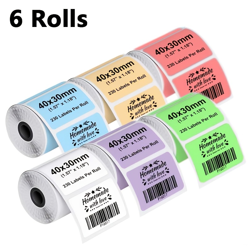 TEMU 40 X 30mm 6-color Thermal Labels, No Ink Required, Text Built-in!, Tear-resistant, Durable, Compatible With L7/l9/p50/m110/m221/m220/m120.