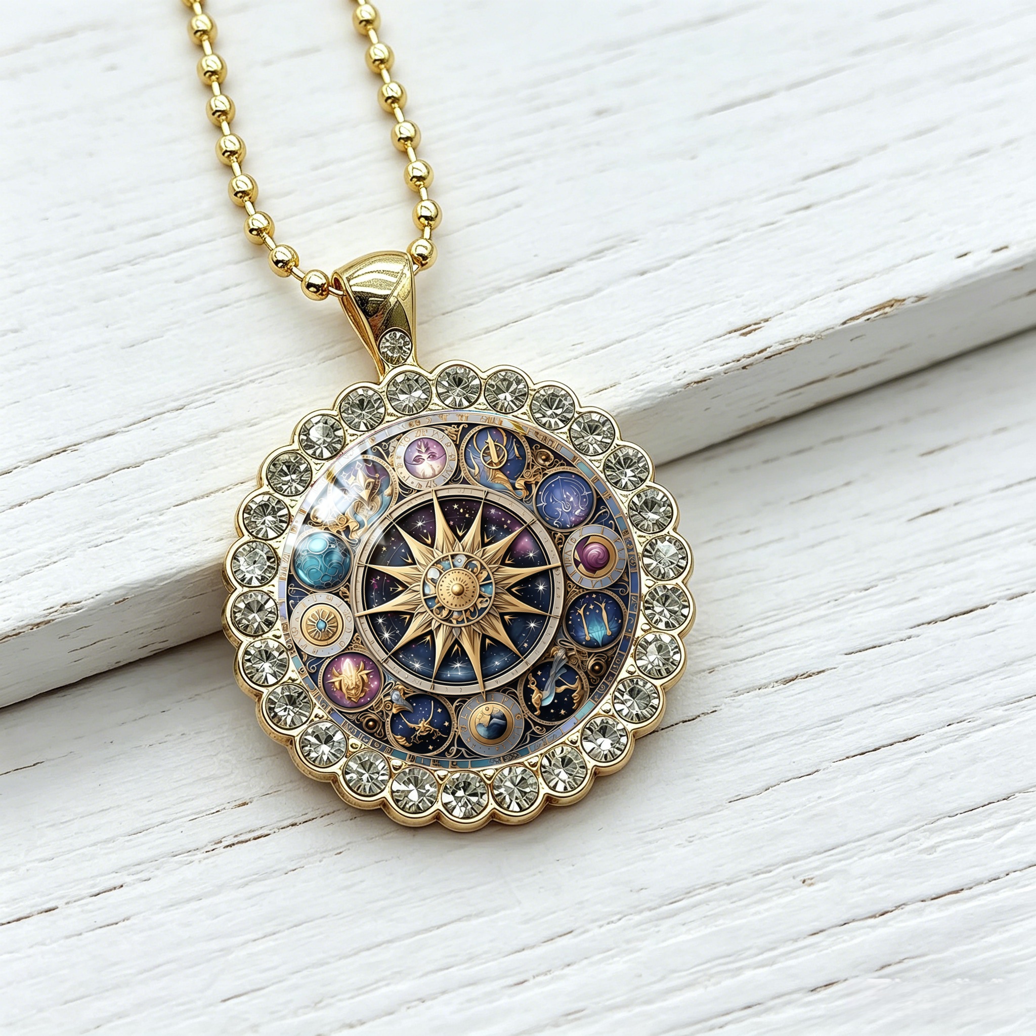 TEMU Collar con colgante de de vintage, collar de del horóscopo del , joyería astrológica que guía y protección, regalo de para /aniversarios