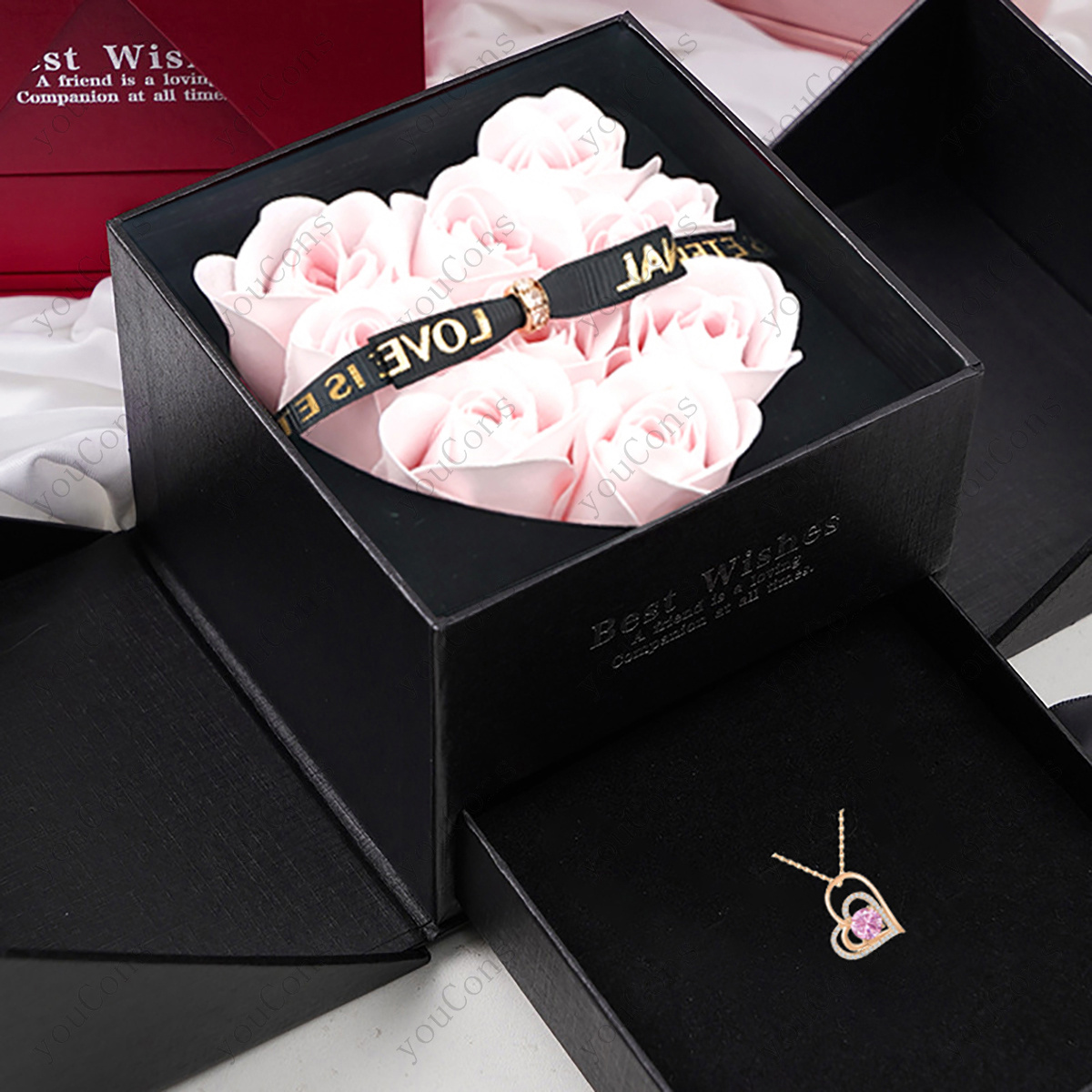 Women's Romantic Pink Synthetic Zirconia Heart-Shaped Pendant Necklace