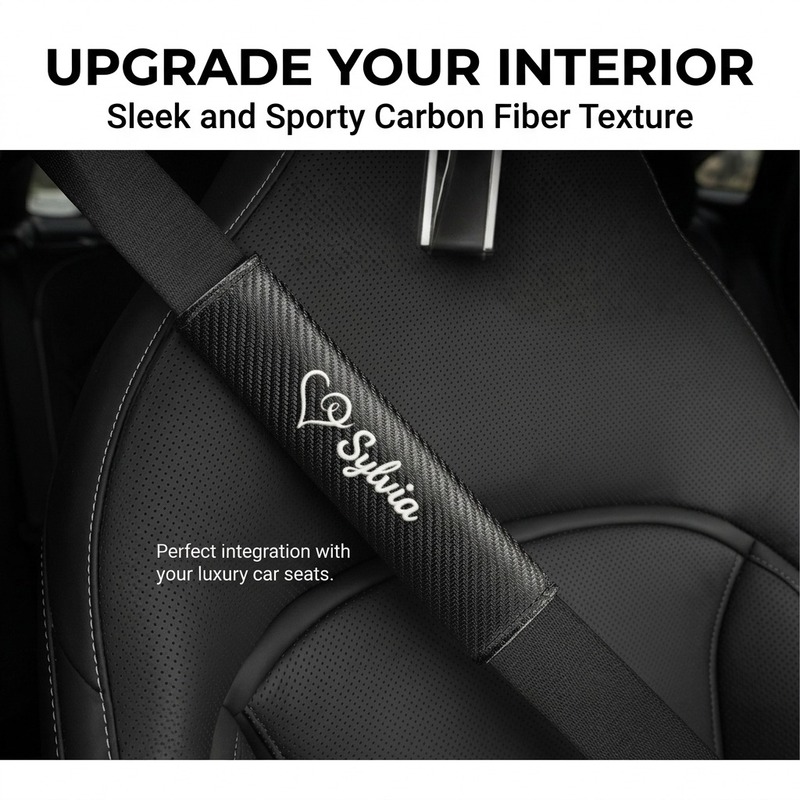 TEMU Custom Embroidered 1pc Car Seat Belt Shoulder Pad, Comfortable And Breathable For Long Distance Use, Anti-chafing And Anti-constriction