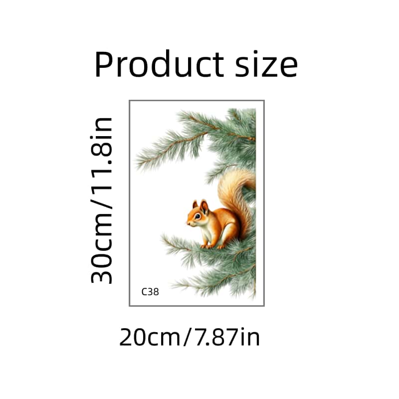 1pc Christmas Atmosphere Squirrel Glass Sticker, Branch Design Living Room Decoration, And Easy To Stick Without Trace, Gift