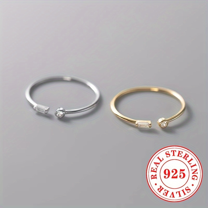 925 Silver Open Ring with Synthetic Zirconia, April Birthstone