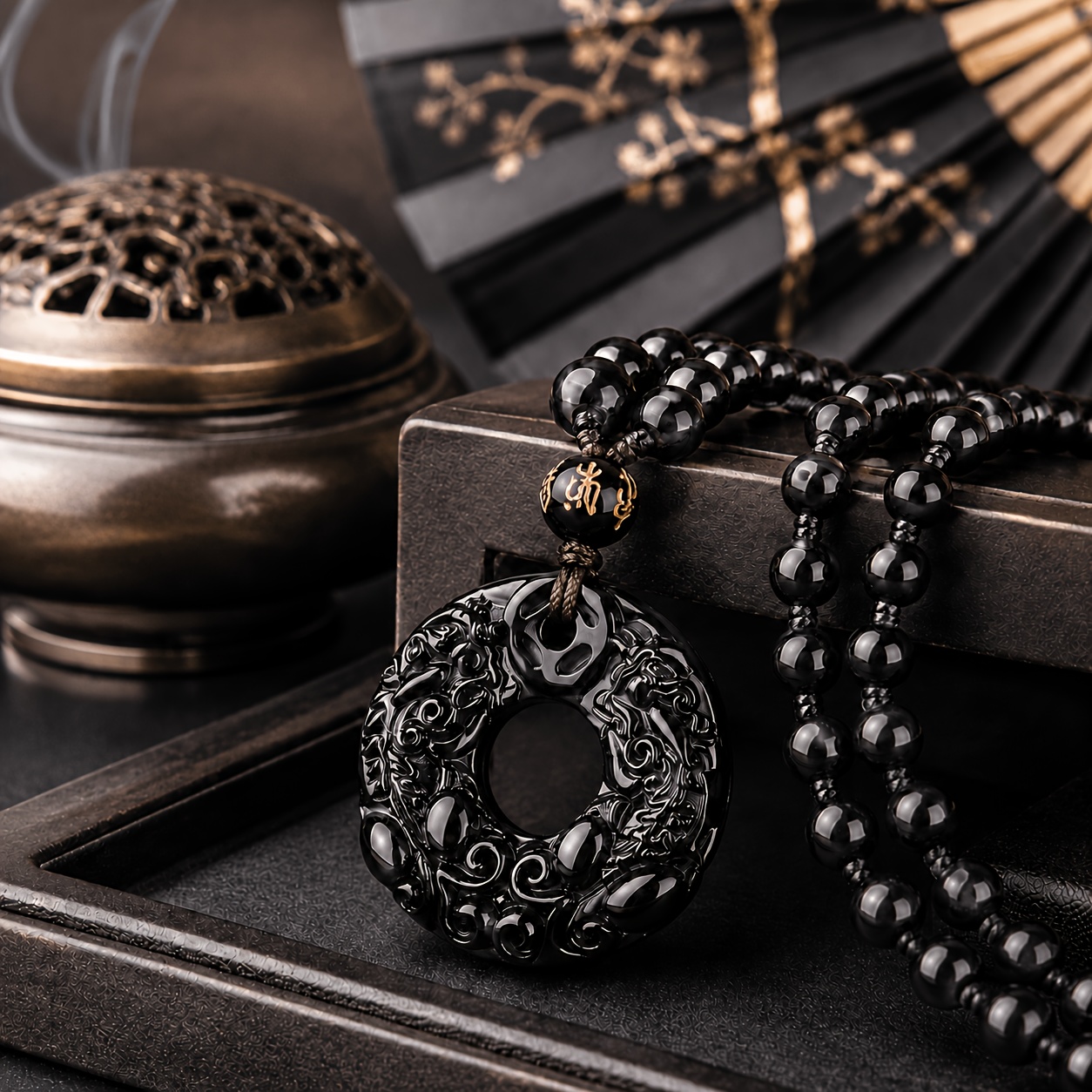 TEMU Collana con ciondolo a forma di fibbia di , in intagliata, anello ciondolo Shui per l' della per , fidanzato, regalo per la protezione della
