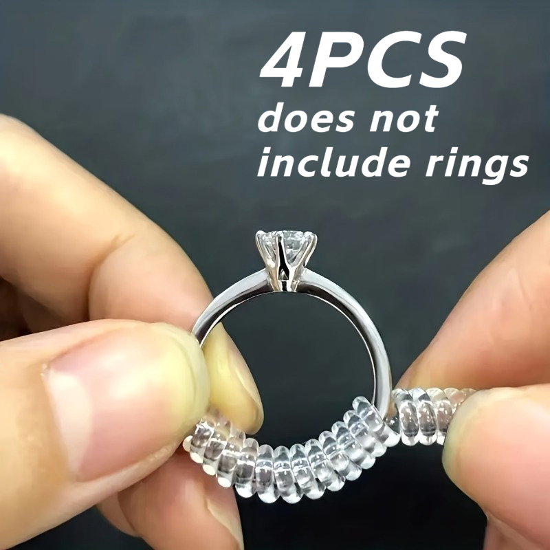 TEMU 4 pezzi Regolatore di misura anello invisibile, per anello largo, materiale in silicone