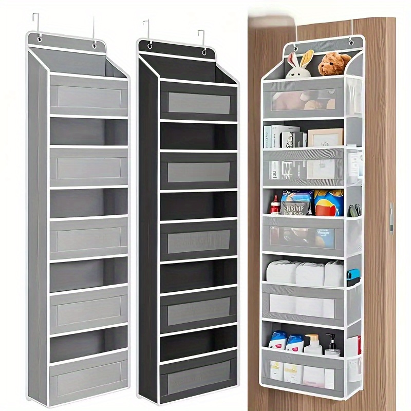 5 layer heavy duty hanging door with 5 large pockets transparent hooks non woven fabric vertical organizer suitable for bathrooms wardrobes bedrooms dorms kitchens space saving door shower door shelf with transparent hanger