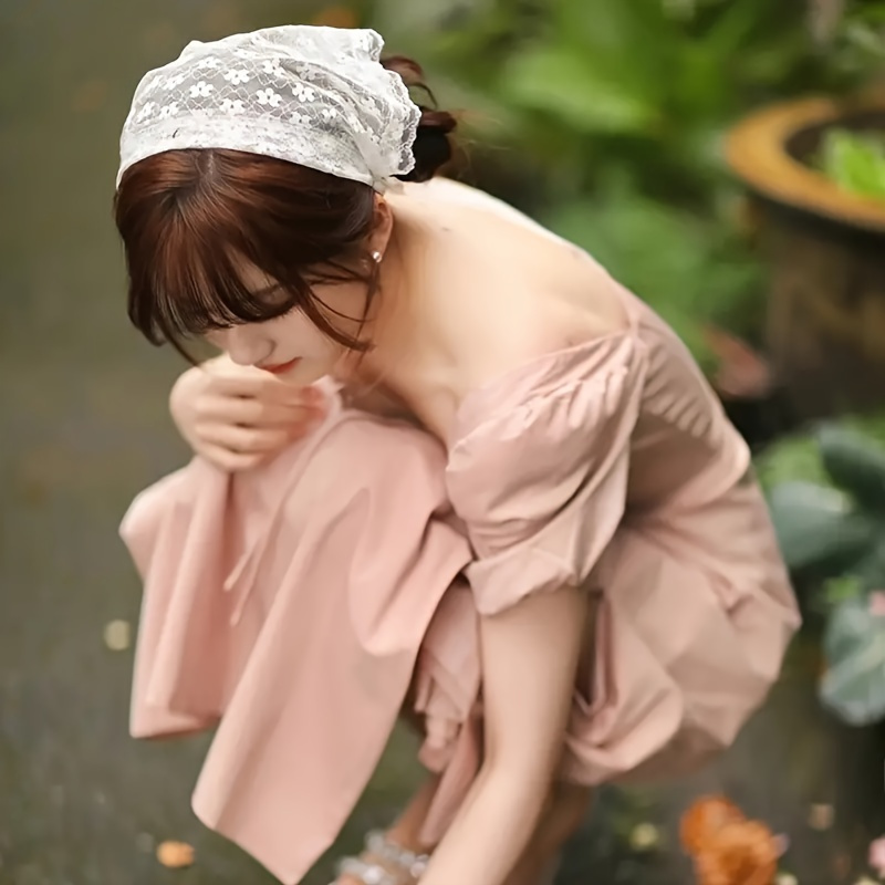 vintage lace headscarf elegant french - Temu Bahrain display picture 1